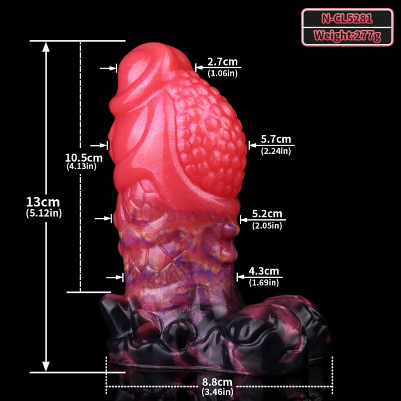 Blood-Red Fantasy Dildo | Platinum Silicone Armor Scale Strap-On Anal Butt Plug by Domlust
