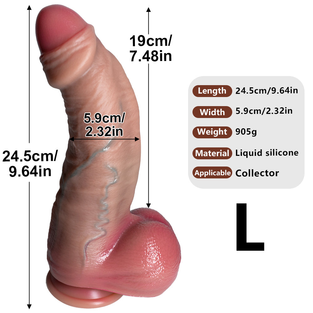 Realistic Silicone Curved Dildo with Suction Base