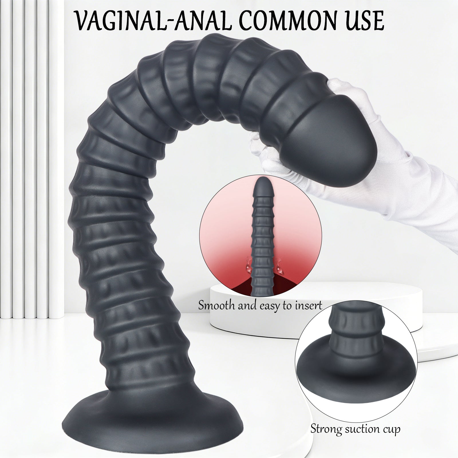 Extra-Long Textured Silicone Dildo with Suction Base – Multi-Size (S–XXL)