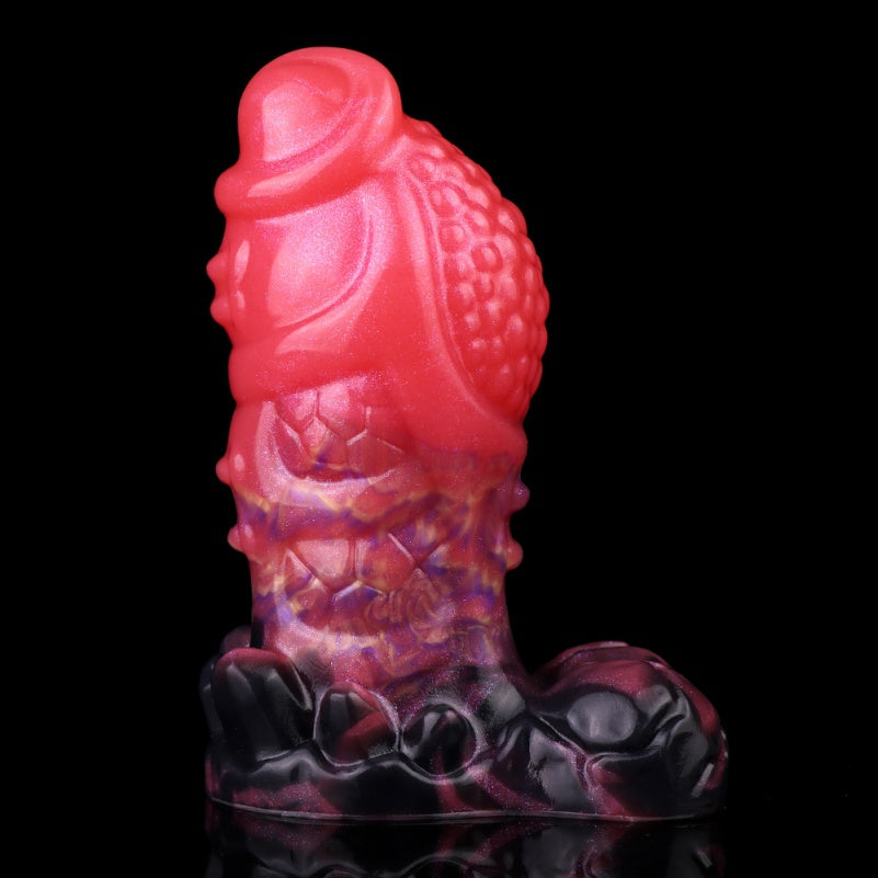 Blood-Red Fantasy Dildo | Platinum Silicone Armor Scale Strap-On Anal Butt Plug by Domlust