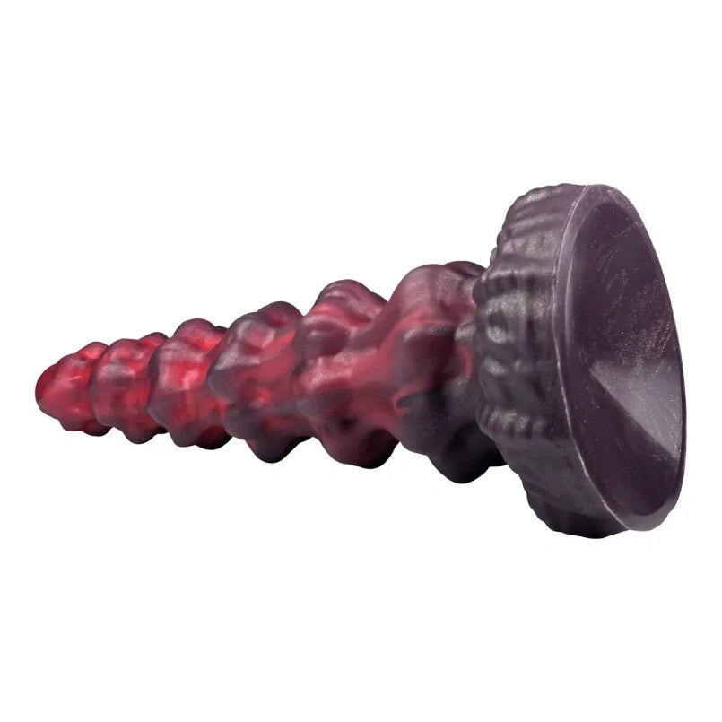Dragon Pagoda Anal Beads Butt Plug – Platinum Silicone Fantasy Dildo with Suction Cup | Domlust