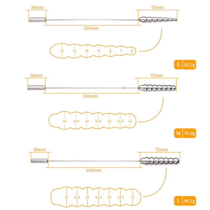 Multiple Layers Ripple Spheres Urethral Sounding Rod