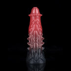 Spiny Orange Black Fantasy Knot Dildo – Textured Silicone Creature Toy with Harness-Compatible Base