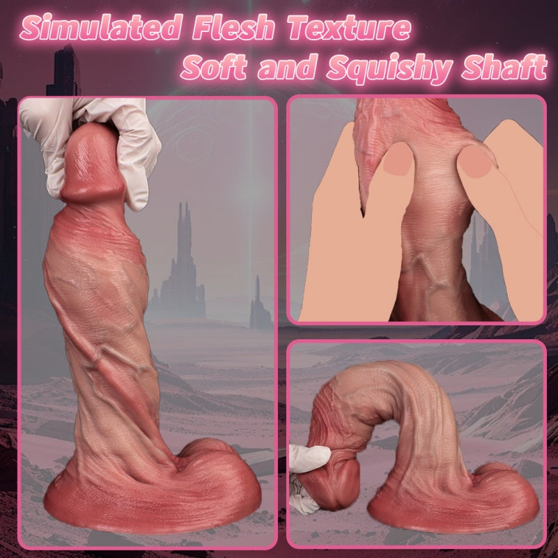 Curved Bareskin Realistic Dildo – Life Size Penis Anal Sex Toys for Women Masturbator