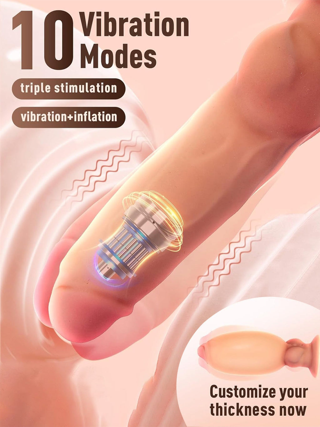 Inflatable Vibrating Dildo Butt Plug - Remote Control Huge Silicone Realistic Anal Dildos Sex Toy