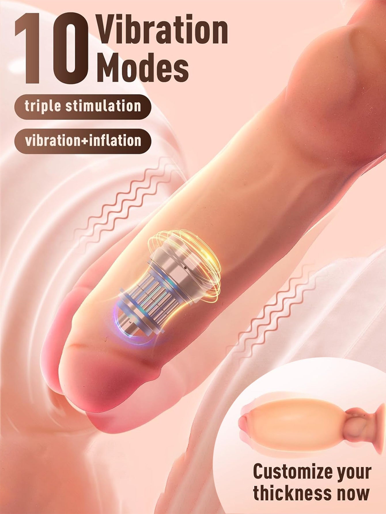 Inflatable Vibrating Dildo Butt Plug - Remote Control Huge Silicone Realistic Anal Dildos Sex Toy