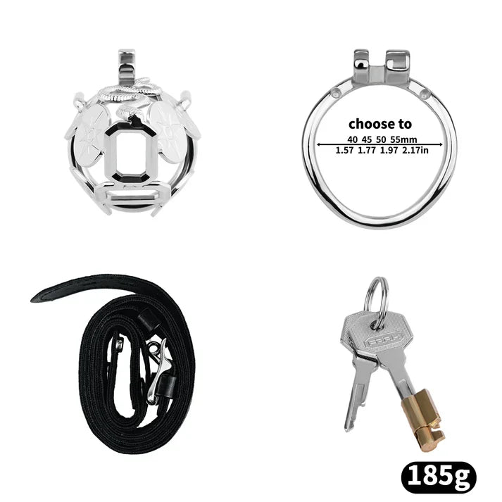 Solar Serpent Stainless Steel Chastity Cage – Coiled Snake Design