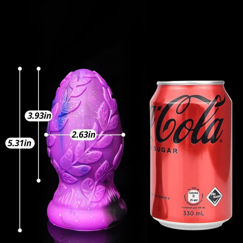 Domlust Purple Marble Fist Dildo – Platinum Silicone Leaf-Embossed Anal Butt Plug 3 Sizes S-L BDSM Fetish Sex Toy