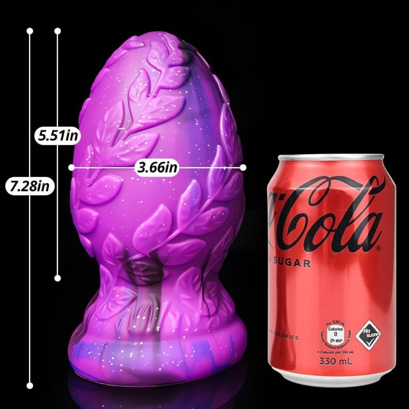 Domlust Purple Marble Fist Dildo – Platinum Silicone Leaf-Embossed Anal Butt Plug 3 Sizes S-L BDSM Fetish Sex Toy
