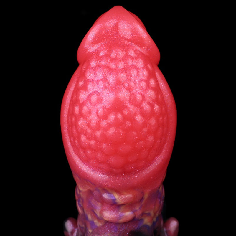 Blood-Red Fantasy Dildo | Platinum Silicone Armor Scale Strap-On Anal Butt Plug by Domlust