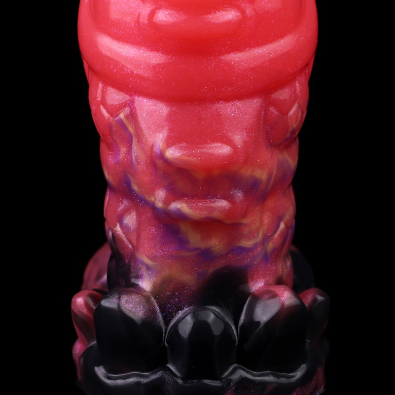 Blood-Red Fantasy Dildo | Platinum Silicone Armor Scale Strap-On Anal Butt Plug by Domlust
