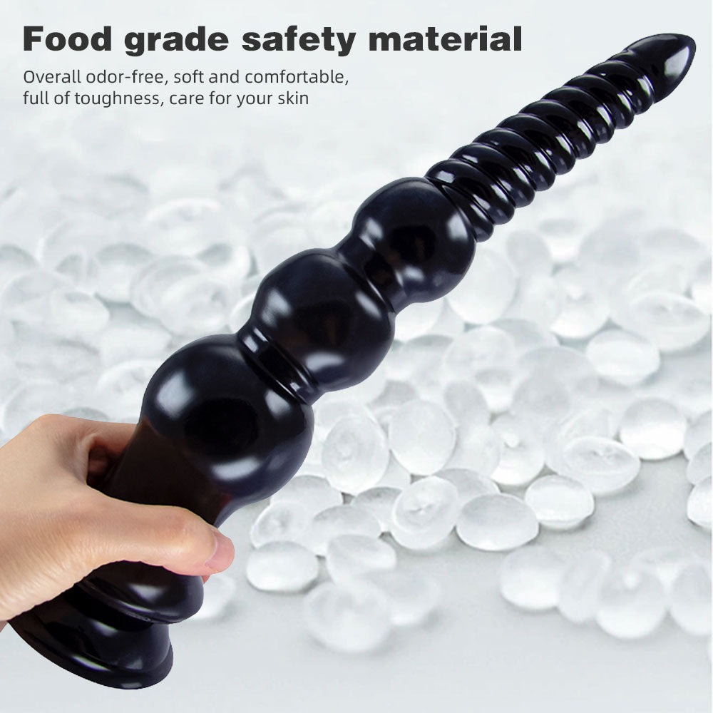 12 inch Long Dildo Butt Plug - Soft Graduated Sprial Fist Women Masturbator Powerful Sucker