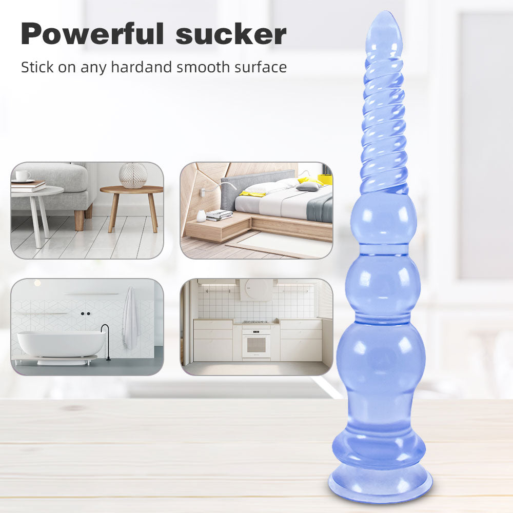 12 inch Long Dildo Butt Plug - Soft Graduated Sprial Fist Women Masturbator Powerful Sucker
