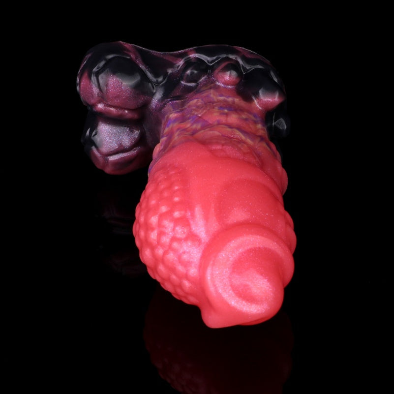 Blood-Red Fantasy Dildo | Platinum Silicone Armor Scale Strap-On Anal Butt Plug by Domlust