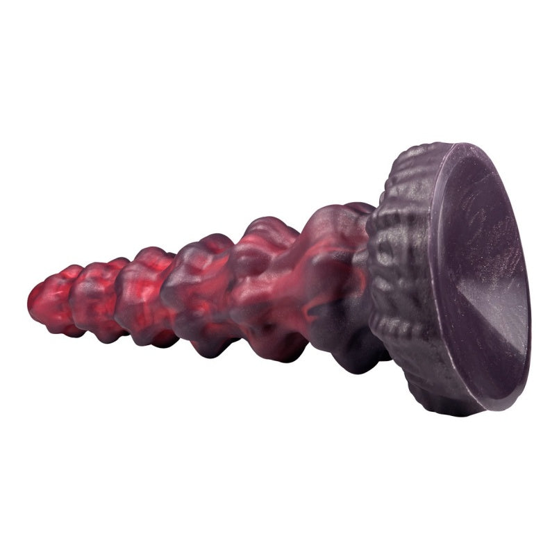 Dragon Pagoda Anal Beads Butt Plug – Platinum Silicone Fantasy Dildo with Suction Cup | Domlust