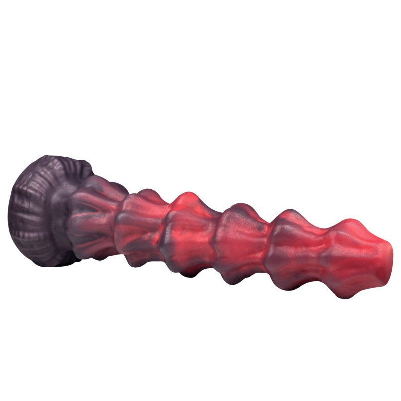 Dragon Pagoda Anal Beads Butt Plug – Platinum Silicone Fantasy Dildo with Suction Cup | Domlust