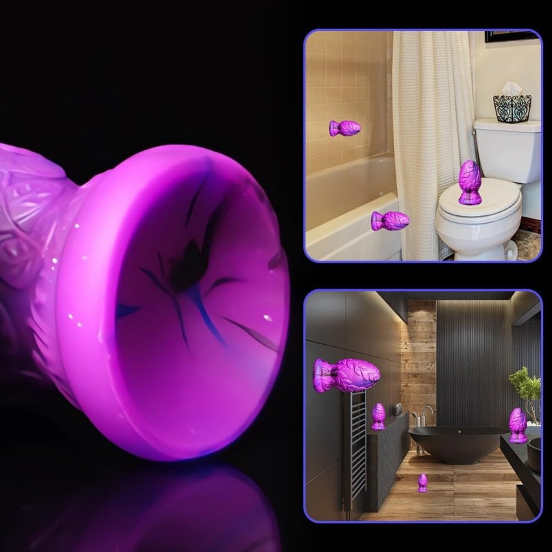 Domlust Purple Marble Fist Dildo – Platinum Silicone Leaf-Embossed Anal Butt Plug 3 Sizes S-L BDSM Fetish Sex Toy