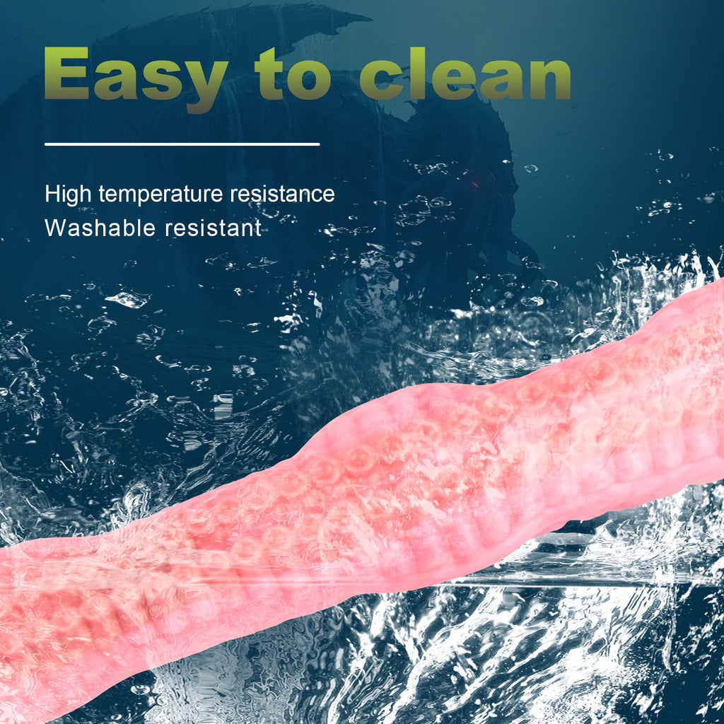 Fantasy Tentacle Long Anal Dildo Butt Plug - Pink Realism Octopus Flared Base Sex Toys for Women