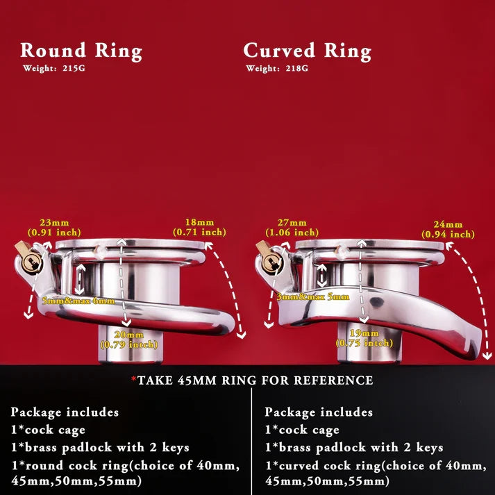 Inverted Double Cylinder Flat Chastity Cage