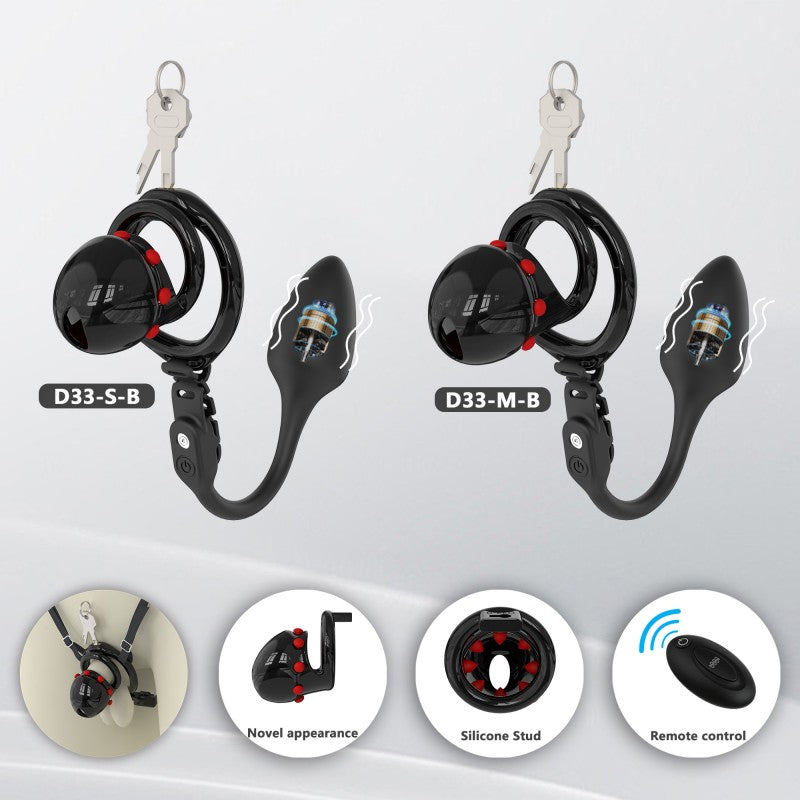Adjustable Chastity Cage with Removable Silicone Studs | Remote Plug Compatible Locking Device