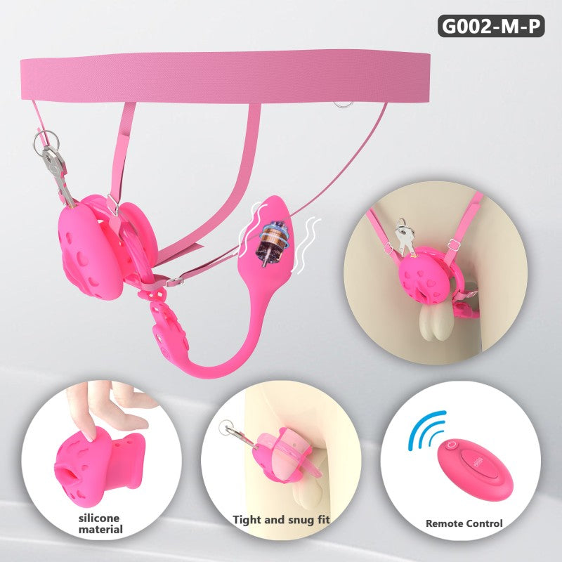 Recessed Silicone Chastity Cage for Men | Ergonomic Inward Design Wearable Device with Remote Vibration & Adjustable Fit System