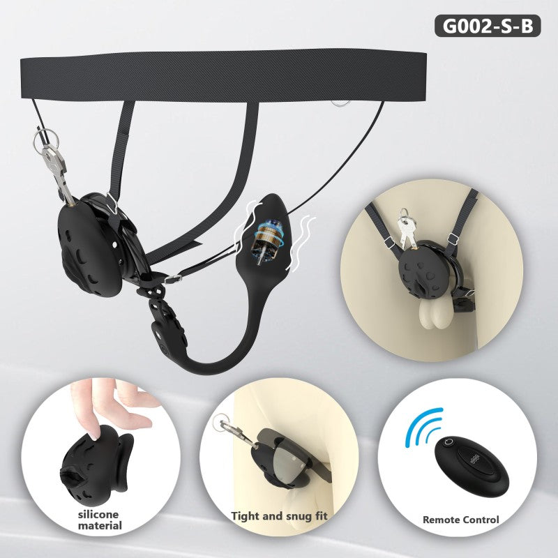 Recessed Silicone Chastity Cage for Men | Ergonomic Inward Design Wearable Device with Remote Vibration & Adjustable Fit System