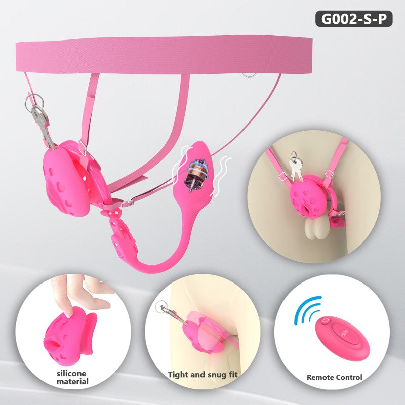 Recessed Silicone Chastity Cage for Men | Ergonomic Inward Design Wearable Device with Remote Vibration & Adjustable Fit System