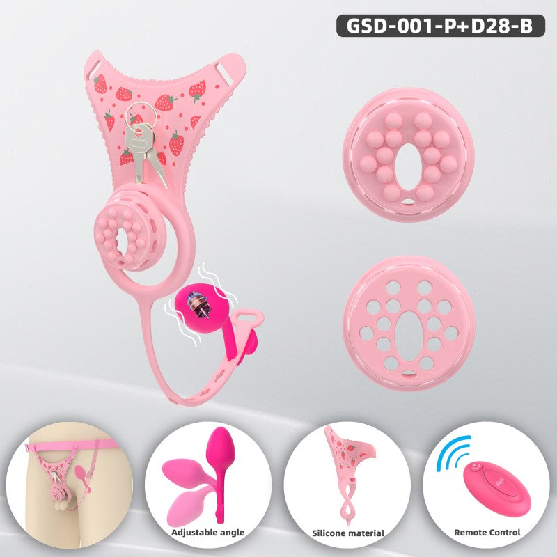 Flat Head Silicone Chastity Harness with Vibrating Plug & Remote Control-GSD Series