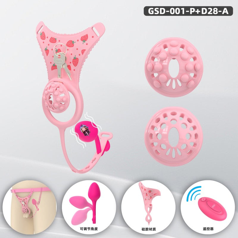 Silicone Chastity Thong Set with Vibrating Plug & Soft Spike Cage-GSD Series