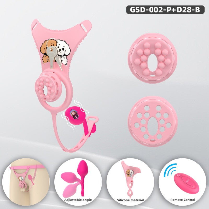 Flat Head Silicone Chastity Harness with Vibrating Plug & Remote Control-GSD Series
