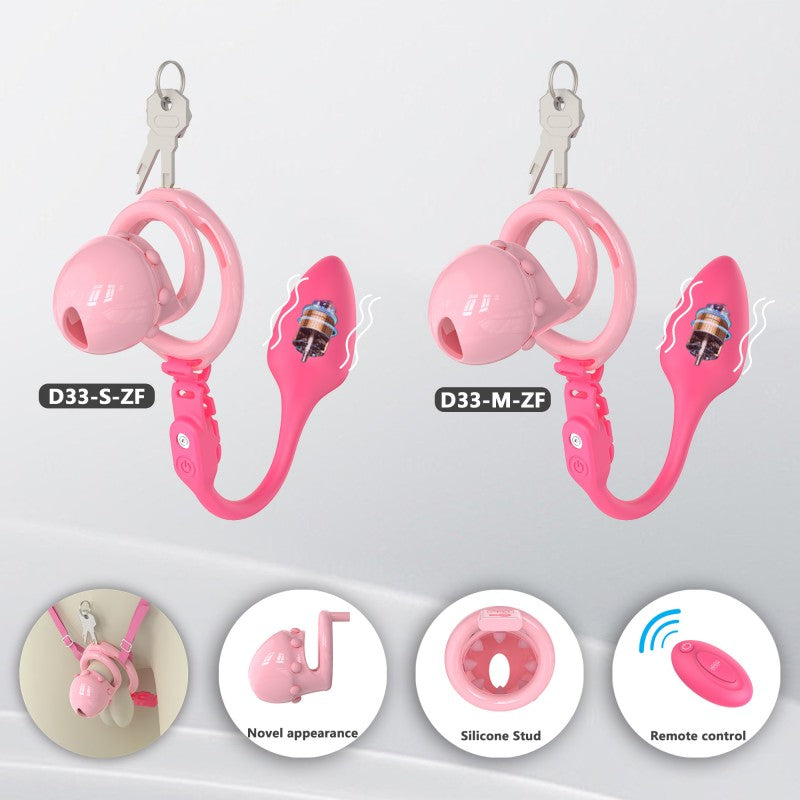 Adjustable Chastity Cage with Removable Silicone Studs | Remote Plug Compatible Locking Device