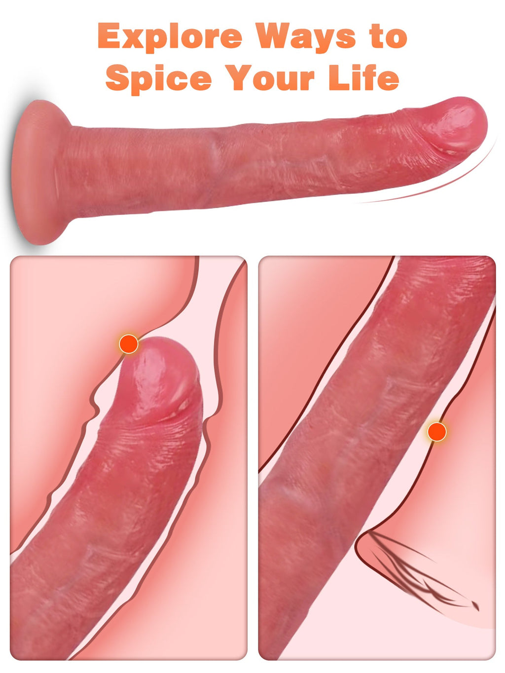 Silicone Realistic Dildo Butt Plug - 8 inch Anal Dildos Sex Toys for Women