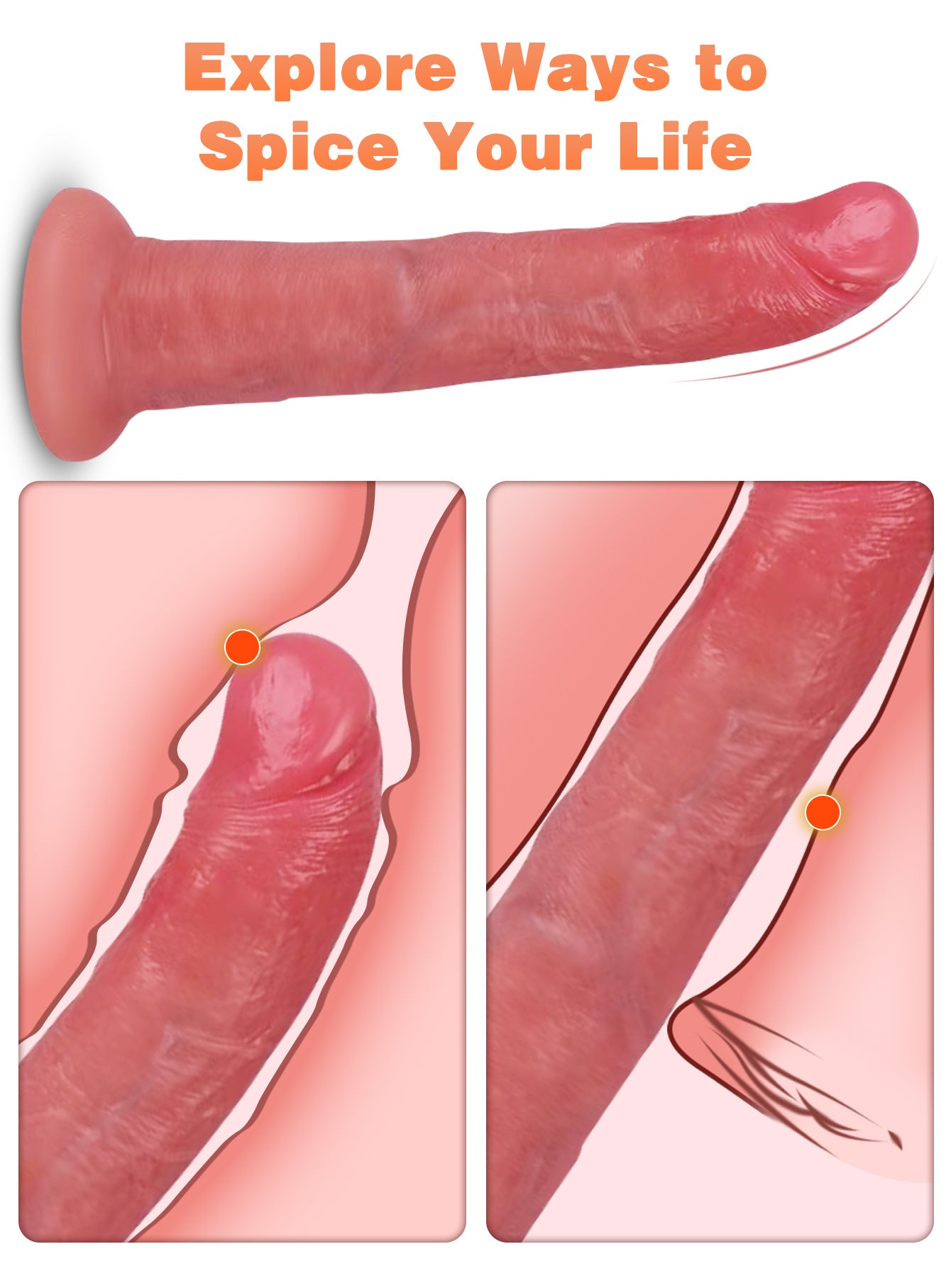Silicone Realistic Dildo Butt Plug - 8 inch Anal Dildos Sex Toys for Women
