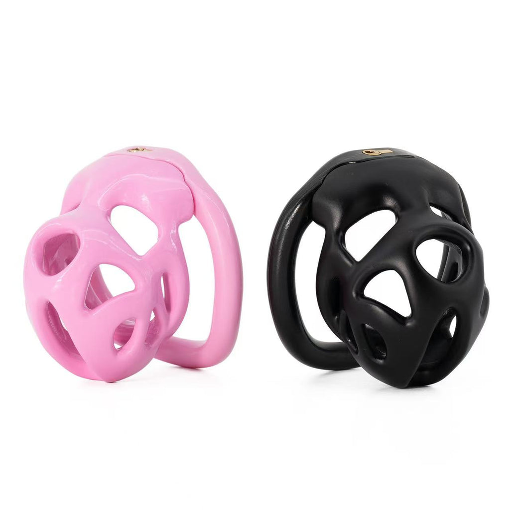 Men’s Openwork Resin Chastity Cage 33mm – Breathable Lightweight Male Locking Device with 4 Rings & Dual Locks