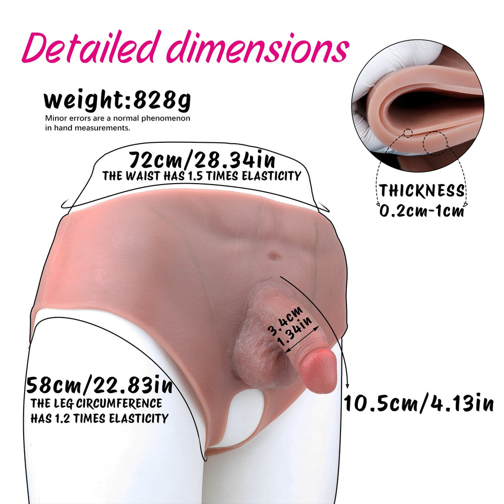 Wearable Silicone Dildo Panties | Realistic Strap-On with Vaginal Opening | Platinum Silicone