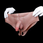 Wearable Silicone Dildo Panties | Realistic Strap-On with Vaginal Opening | Platinum Silicone