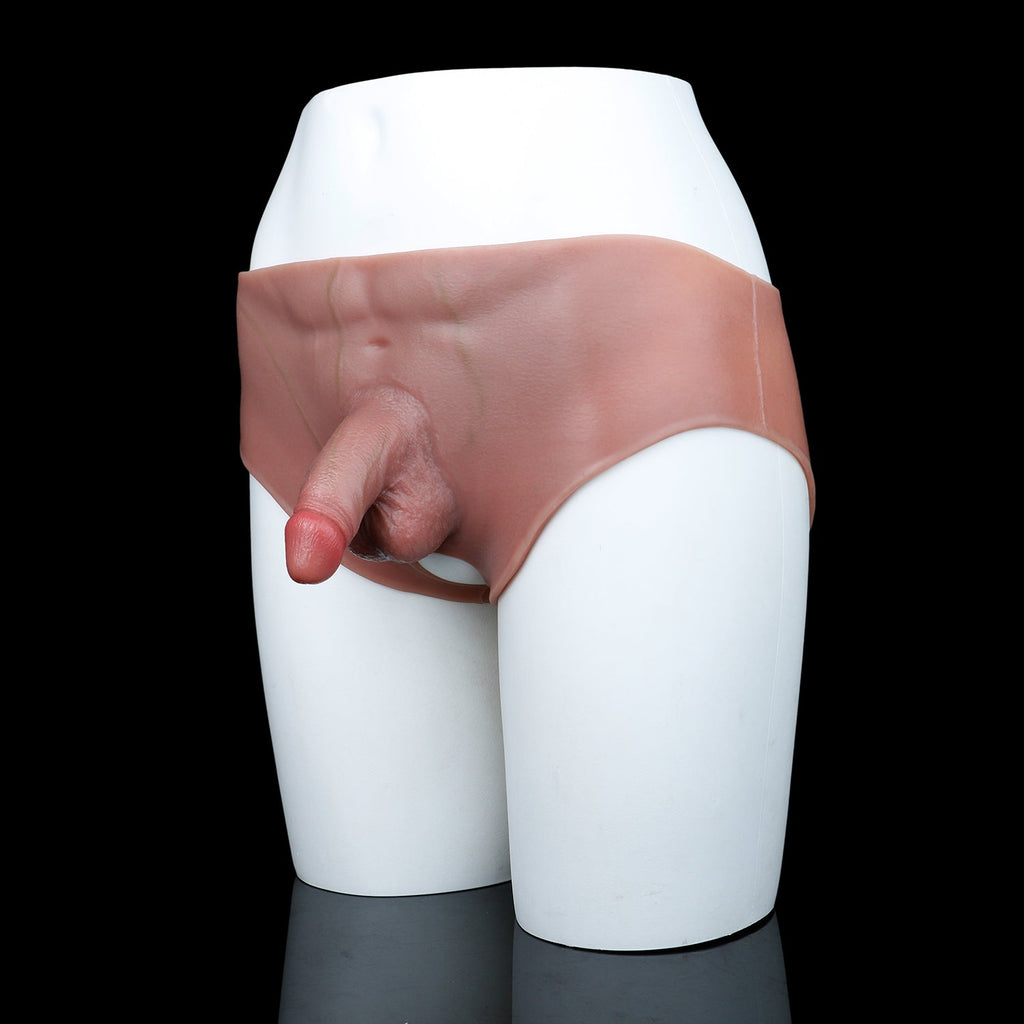Wearable Silicone Dildo Panties | Realistic Strap-On with Vaginal Opening | Platinum Silicone