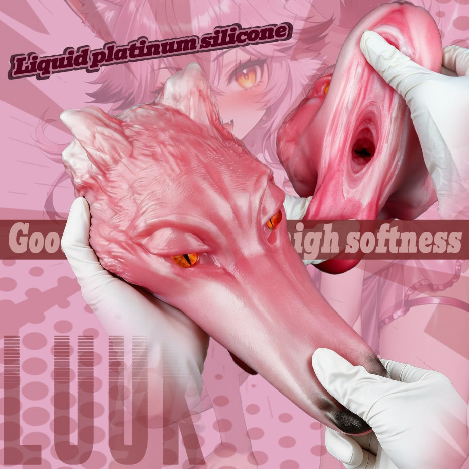 Spirit Fox Luna Wolf Head Pocket Pussy | Platinum Silicone Blowjob Stroker