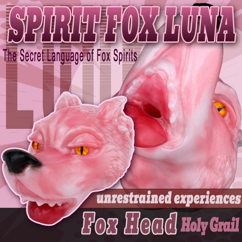 Spirit Fox Luna Wolf Head Pocket Pussy | Platinum Silicone Blowjob Stroker