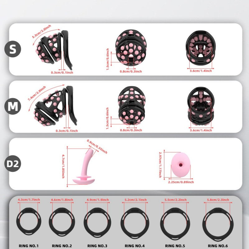Silicone Soft Nail Chastity Cage | Male Chastity Device with Airport-Security Plastic Lock – 3 Wearing Methods, Pink/Black/Purple, S/M Sizes