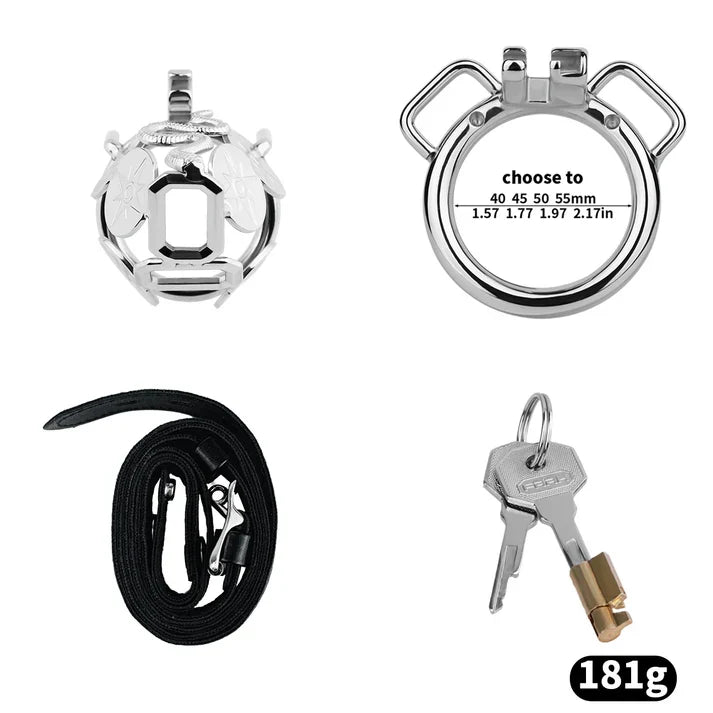 Solar Serpent Stainless Steel Chastity Cage – Coiled Snake Design