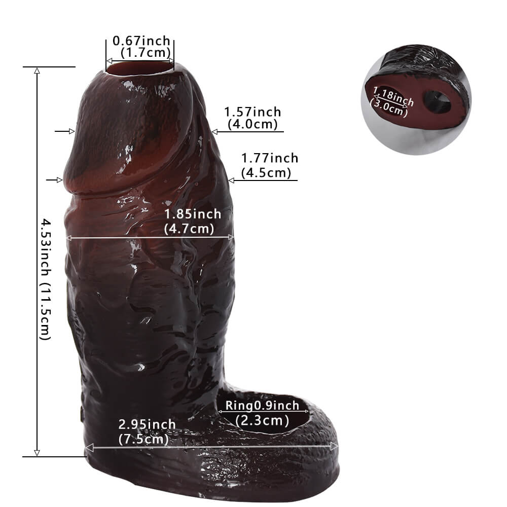 4 Inch Hollow Realistic Enlarged Male Penis Sleeve with Ring - Tarisss Sex Toy Store