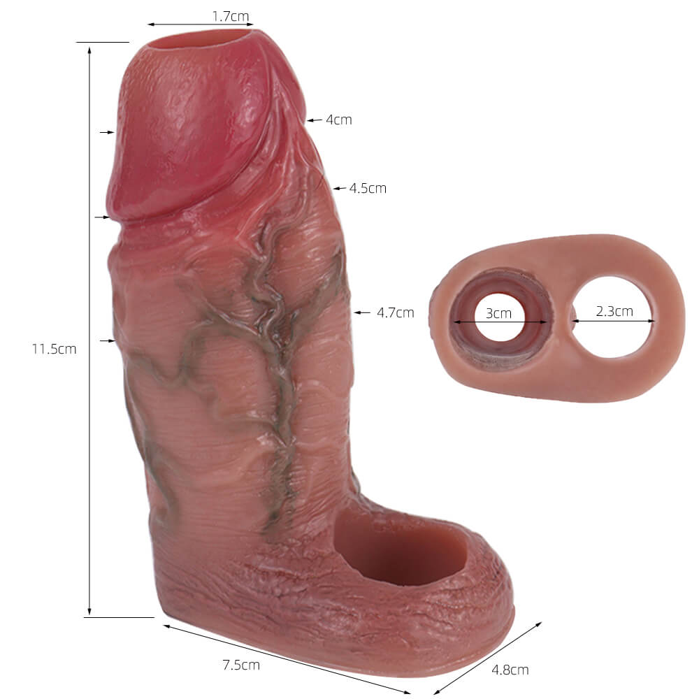 4 Inch Hollow Realistic Enlarged Male Penis Sleeve with Ring - Tarisss Sex Toy Store