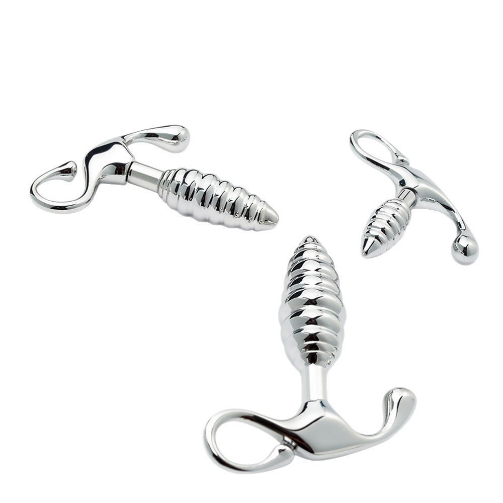 4 Sizes Metal Ribbed Butt Plug Anchor Base Anal Trainer - Tarisss Sex Toy Store