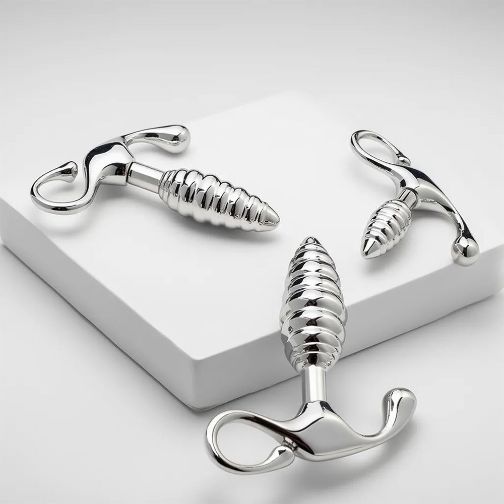 4 Sizes Metal Ribbed Butt Plug Anchor Base Anal Trainer - Tarisss Sex Toy Store