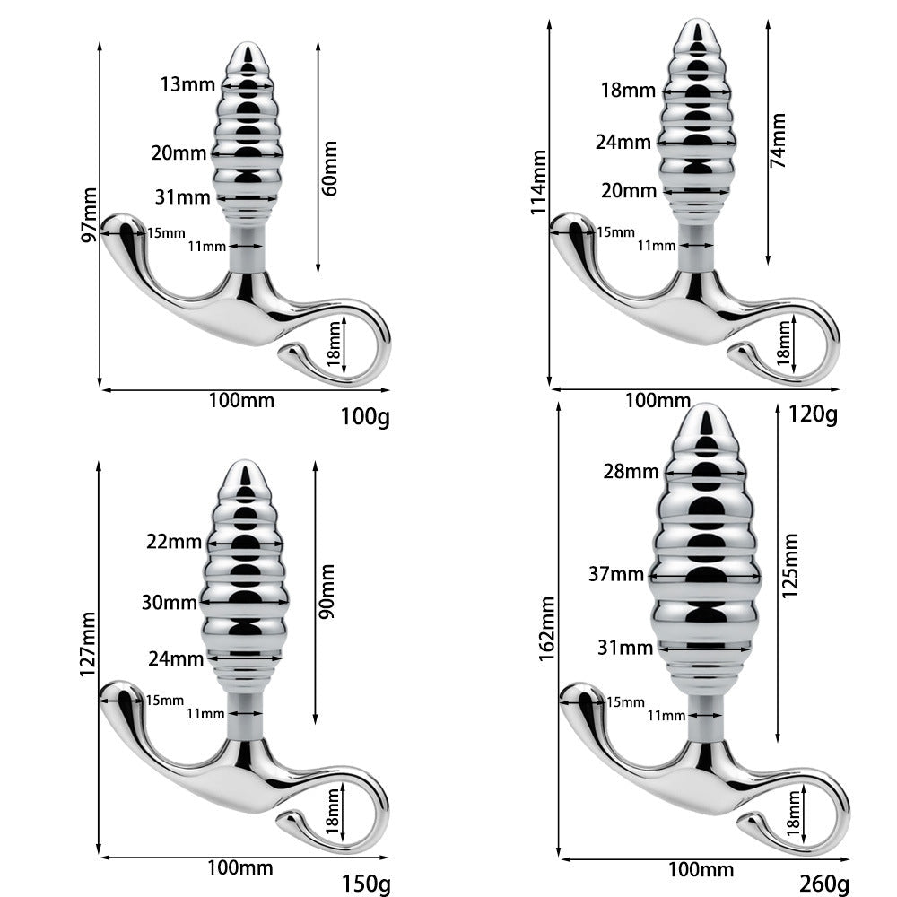 4 Sizes Metal Ribbed Butt Plug Anchor Base Anal Trainer - Tarisss Sex Toy Store