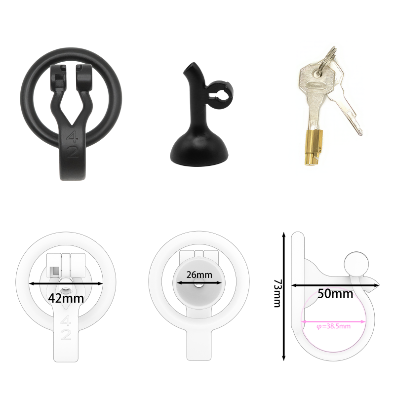 Inverted Male Chastity Cage with Optimized Extended Urethral Tube