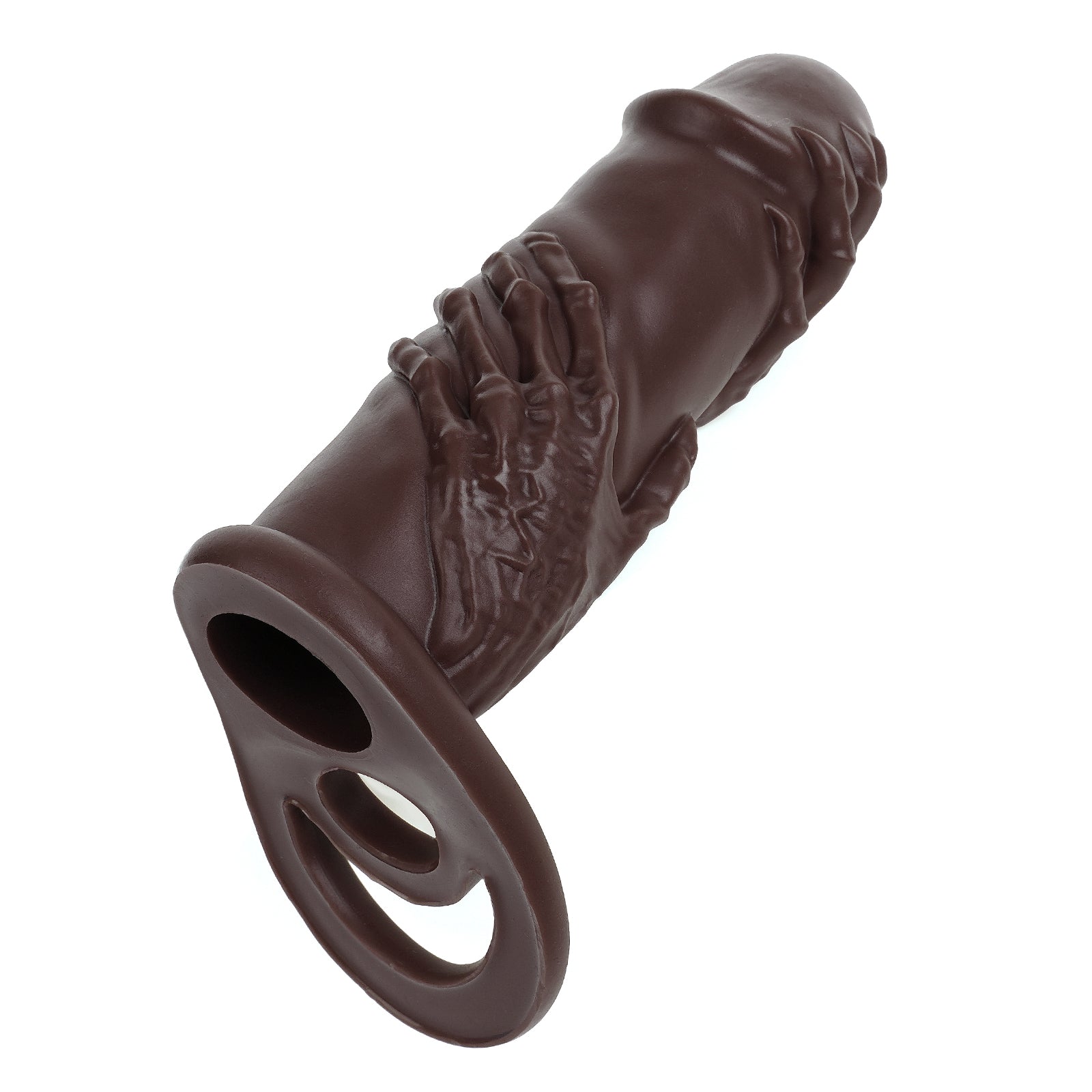 Ebony BBC Cock Sleeve Extender - Fist Blowjob Penis Ring Condom Silicone Sex Toy for Men