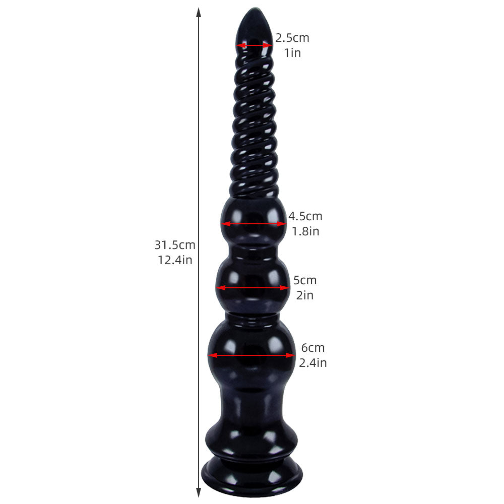 12 inch Long Dildo Butt Plug - Soft Graduated Sprial Fist Women Masturbator Powerful Sucker
