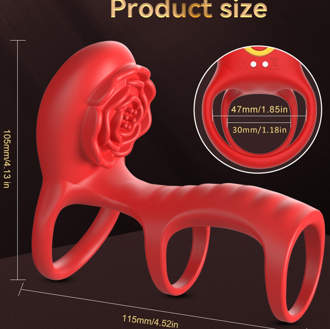 Triple Cockring Vibrating Penis Sleeve - APP Remoter Control Clit Stimulator Rose Toy